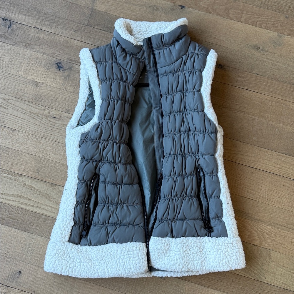 Calvin Klein Quilted Vest with Cream Sherpa Lining